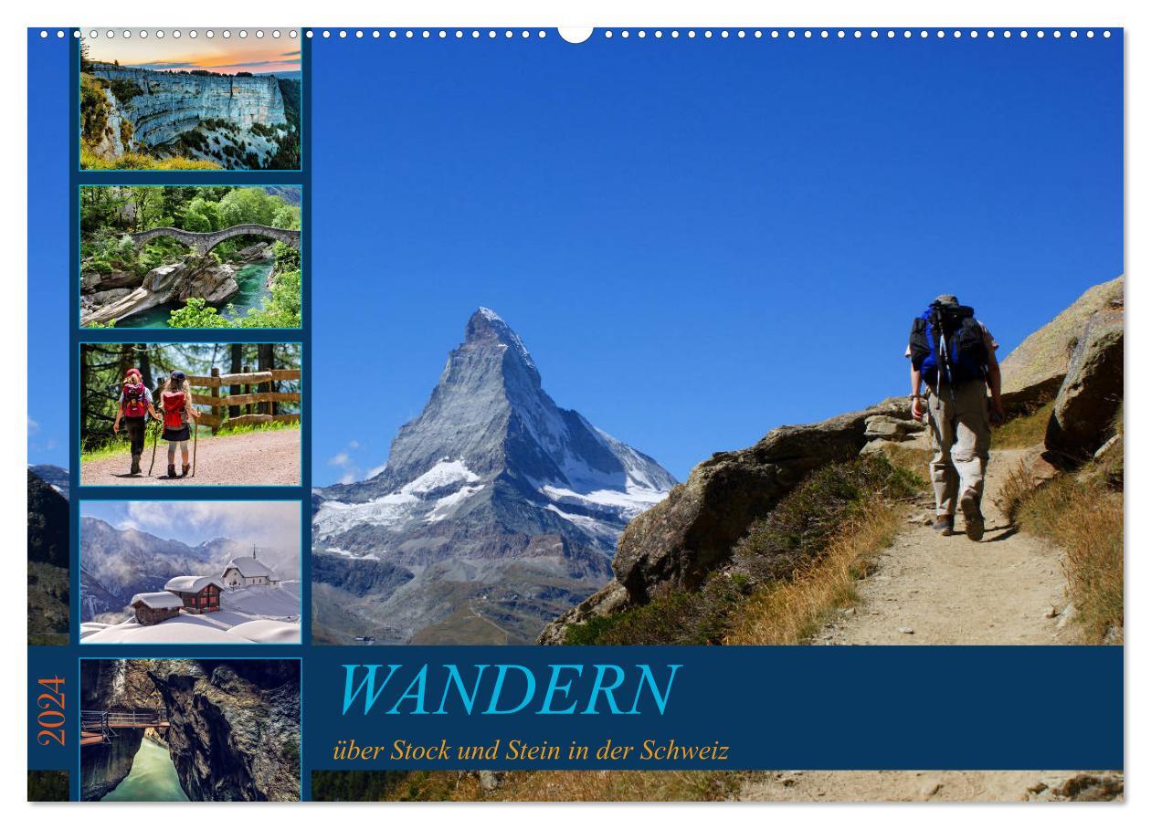 Calendar / Agendă WANDERN über Stock und Stein in der Schweiz (Wandkalender 2024 DIN A2 quer), CALVENDO Monatskalender 