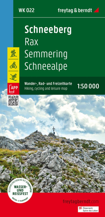 Nyomtatványok Schneeberg - Rax, Wander-, Rad- und Freizeitkarte 1:50.000, freytag & berndt, WK 022 