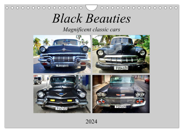 Naptár/Határidőnapló Black Beauties - Magnificent classic cars (Wall Calendar 2024 DIN A4 landscape), CALVENDO 12 Month Wall Calendar 