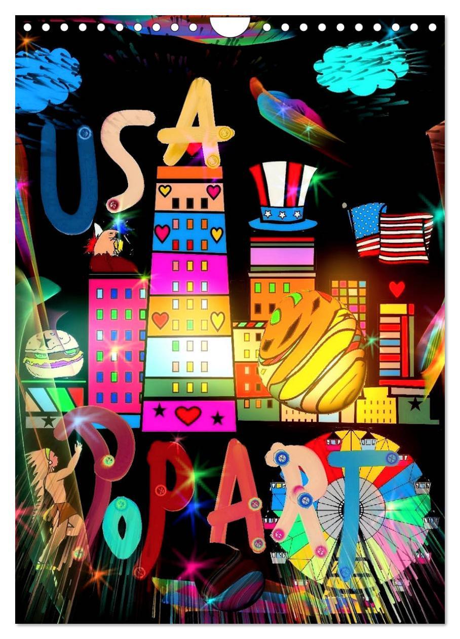 Calendar / Agendă USA Pop Art by Nico Bielow (Wall Calendar 2024 DIN A4 portrait), CALVENDO 12 Month Wall Calendar 