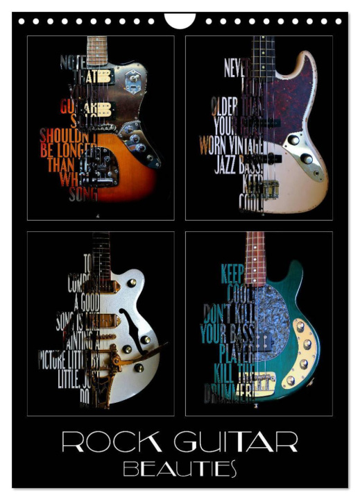 Kalendarz/Pamiętnik Rock Guitar Beauties (Wall Calendar 2024 DIN A4 portrait), CALVENDO 12 Month Wall Calendar 