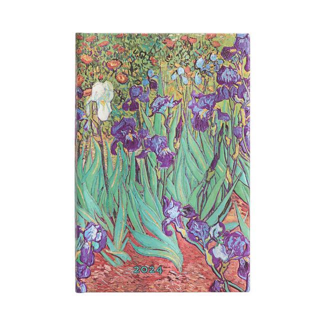 Calendar / Agendă Paperblanks 2024 Van Gogh's Irises 12-Month Mini Horizontal Elastic Band Closure 160 Pg 100 GSM 