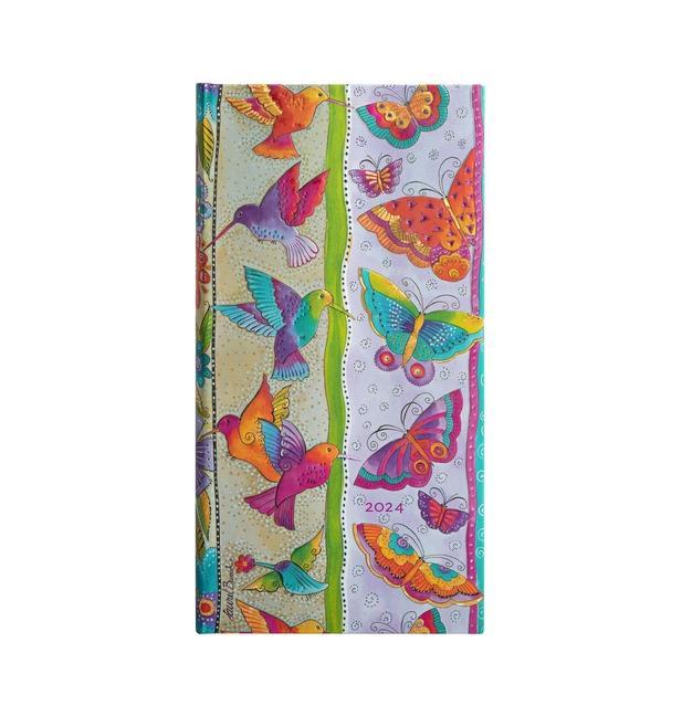 Naptár/Határidőnapló Paperblanks 2024 Hummingbirds & Flutterbyes Playful Creations 12-Month Slim Horizontal Elastic Band Closure 160 Pg 100 GSM 