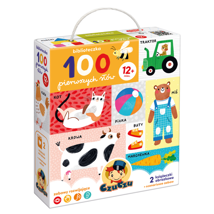 Βιβλίο CzuCzu. Biblioteczka 100 pierwszych słów 1+ "Poznajcie puzzle domek dla maluchów i przedszkolaków! Co robimy w domu to wyjątkowy zestaw edukacyjny dla najmłodszych odkrywców. Składa się z dużych 24-elementowych puzzli i 32 dokładanych