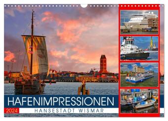 Kalendár/Diár Hansestadt Wismar - Hafenimpressionen (Wandkalender 2024 DIN A3 quer), CALVENDO Monatskalender 