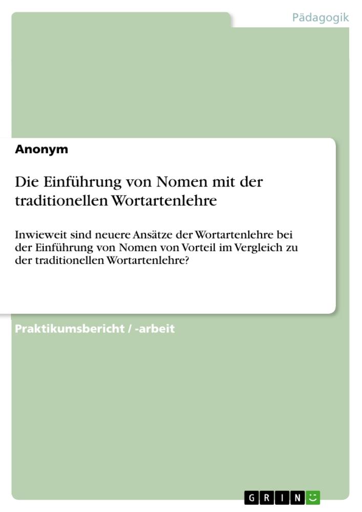 Kniha Die Einführung von Nomen mit der traditionellen Wortartenlehre 