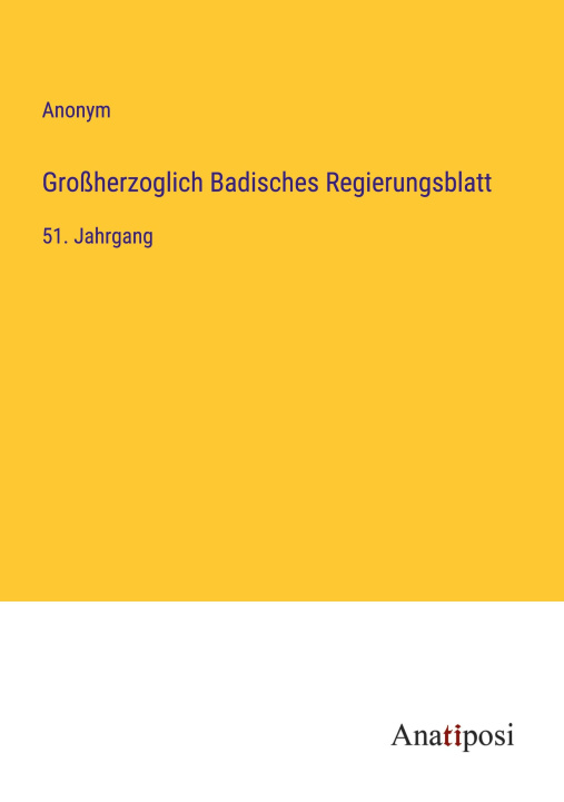 Book Großherzoglich Badisches Regierungsblatt 