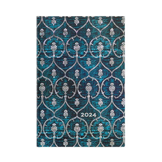 Calendar / Agendă Paperblanks 2024 Blue Velvet Blue Velvet 12-Month Mini Horizontal Elastic Band Closure 160 Pg 100 GSM 