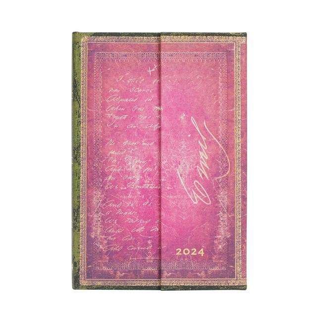 Календар/тефтер Paperblanks 2024 Emily Dickinson, I Died for Beauty Embellished Manuscripts Collection 12-Month Mini Horizontal Wrap Closure 160 Pg 100 GSM 