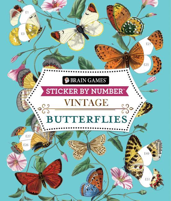 Kniha Brain Games - Sticker by Number - Vintage: Butterflies Brain Games