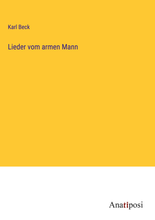 Book Lieder vom armen Mann Karl Beck
