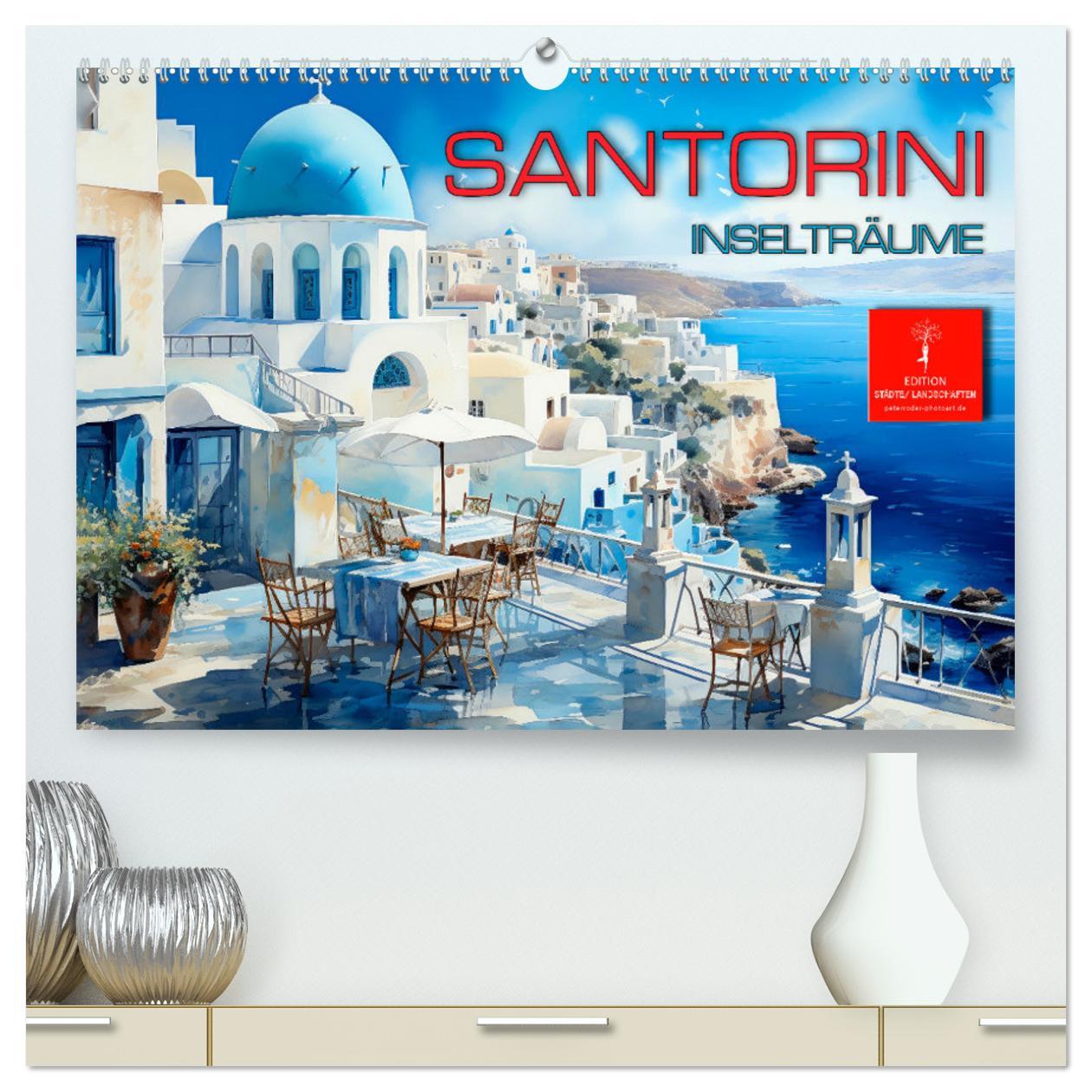 Naptár/Határidőnapló Santorini Inselträume (hochwertiger Premium Wandkalender 2024 DIN A2 quer), Kunstdruck in Hochglanz 