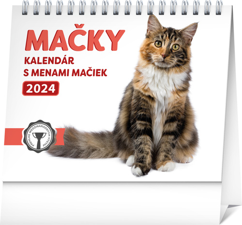 Kalendár/Diár Mačky s menami mačiek 2024 - stolový kalendár 