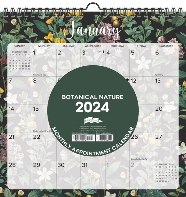 Kalendář/Diář Botanical Nature 2024 12 X 12 Spiral Wall Calendar 