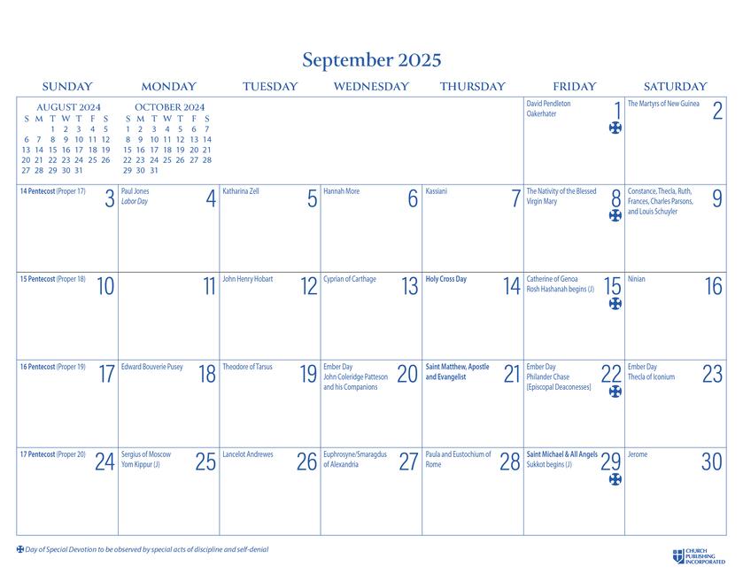 Kalendár/Diár 2025 Parish Wall Calendar: September 2024 Through December 2025 