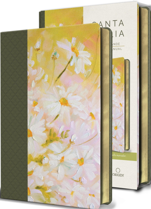 Книга Biblia Reina Valera 1960 Letra Grande. Piel Verde Con Flores, Tama?o Manual 