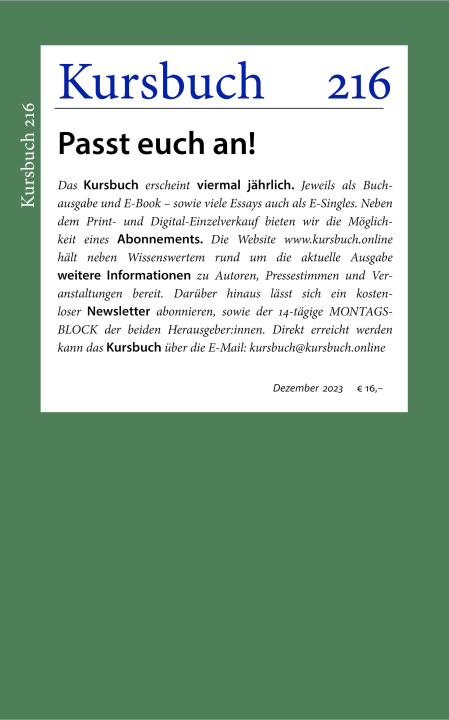 Βιβλίο Kursbuch 216 Peter Felixberger