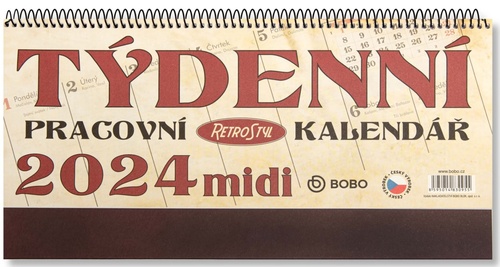 Calendar / Agendă Pracovní Retro midi týdenní 2024 - stolní kalendář 