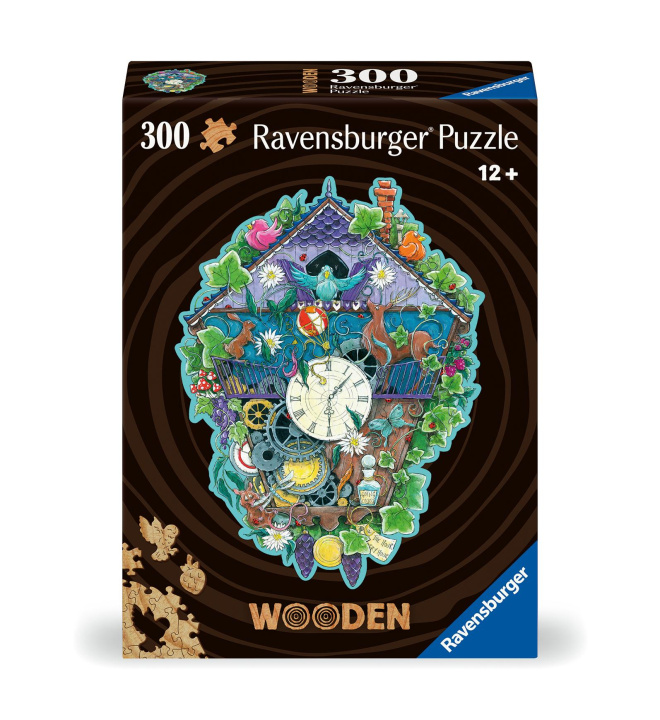 Játék Ravensburger WOODEN Puzzle 12000759 - Kuckucksuhr - 300 Teile Kontur-Holzpuzzle mit stabilen, individuellen Puzzleteilen und 25 kleinen Holzfiguren = 