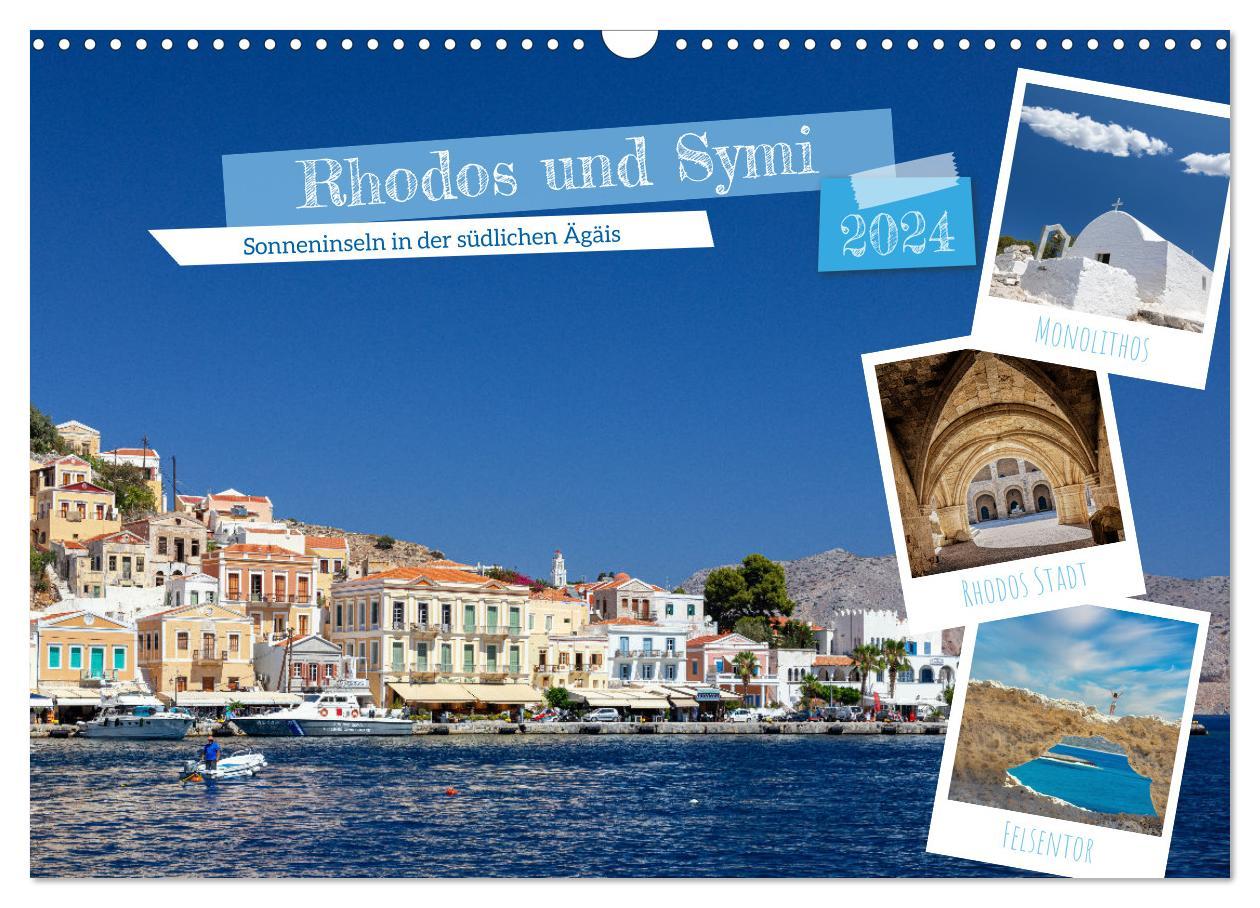 Calendar/Diary Rhodos und Symi (Wandkalender 2024 DIN A3 quer), CALVENDO Monatskalender 