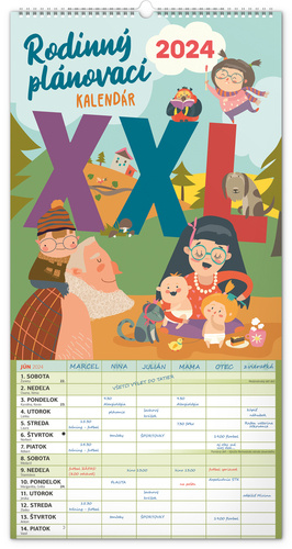 Kalendár/Diár Rodinný plánovací XXL 2024 - nástenný kalendár 
