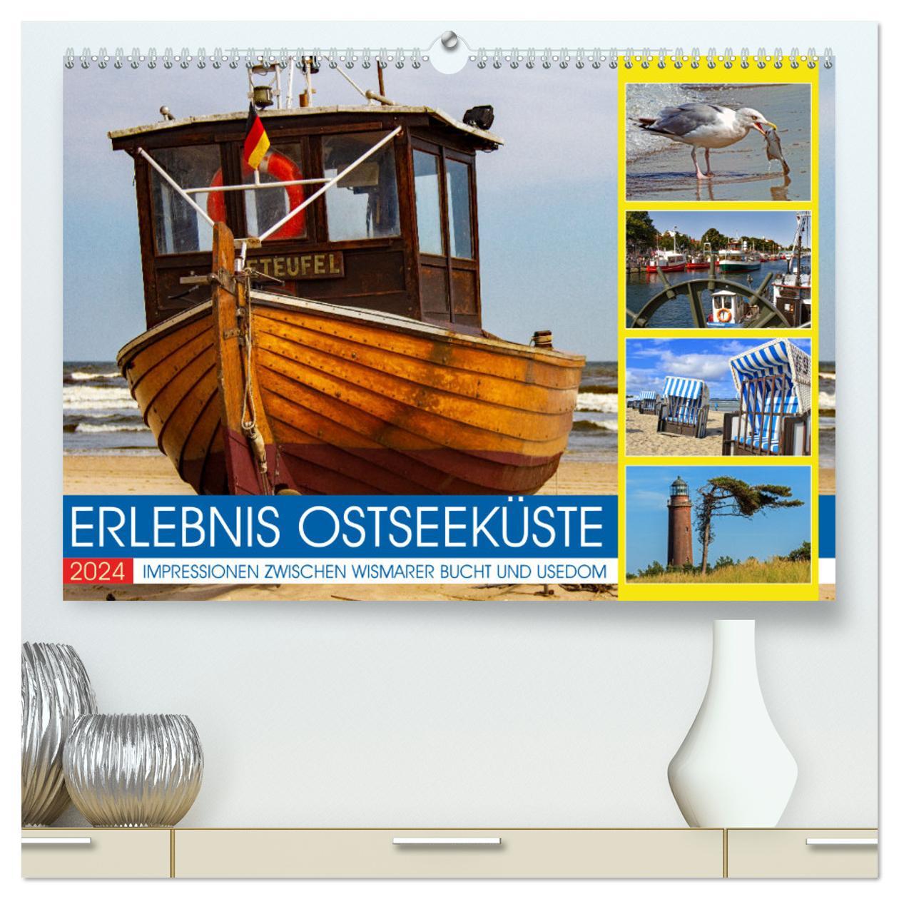 Calendar/Diary Erlebnis Ostseeküste - zwischen Wismarer Bucht und Usedom (hochwertiger Premium Wandkalender 2024 DIN A2 quer), Kunstdruck in Hochglanz 