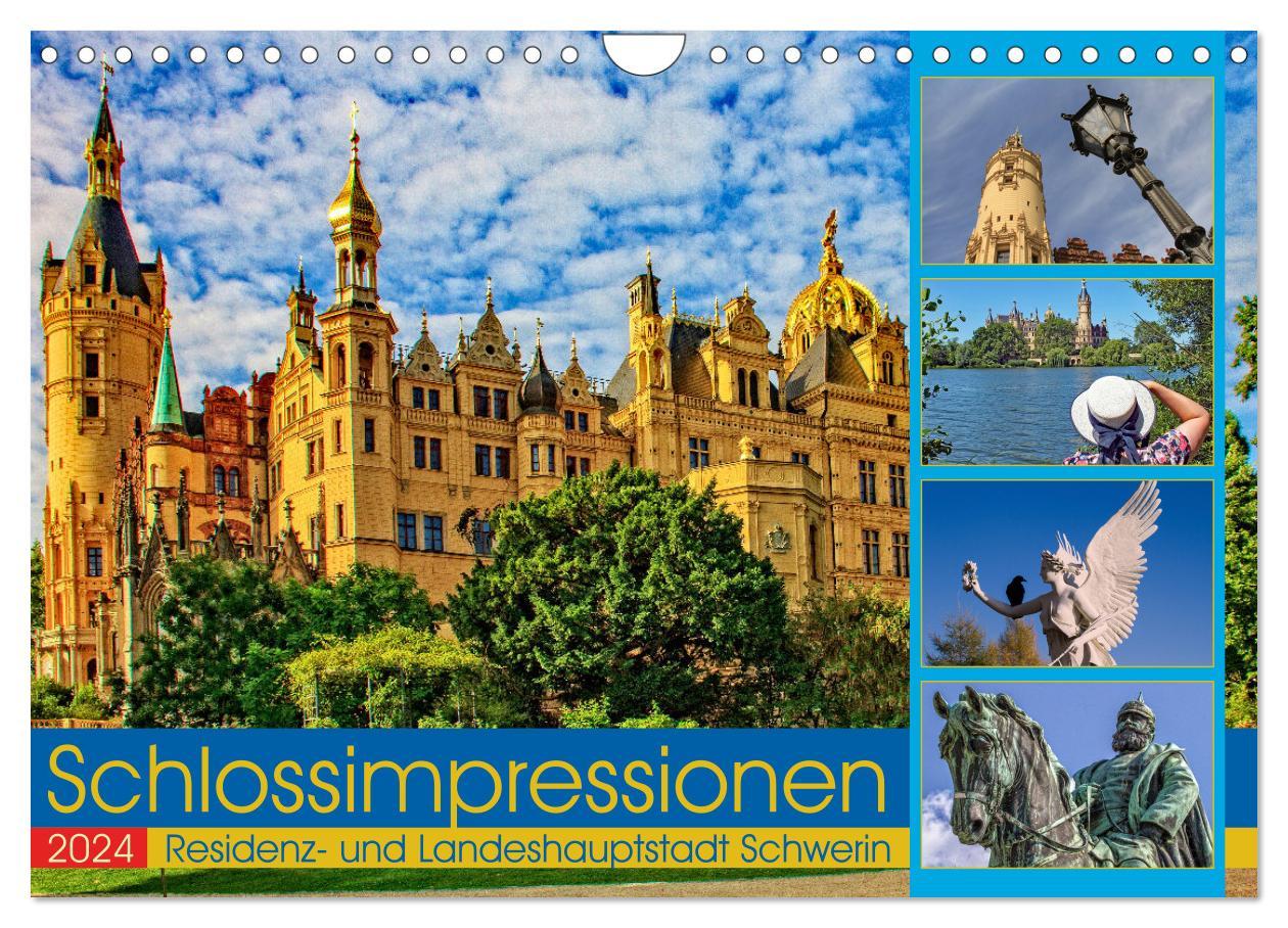 Calendar / Agendă Schloss Impressionen - Residenz- und Landeshauptstadt Schwerin (Wandkalender 2024 DIN A4 quer), CALVENDO Monatskalender 