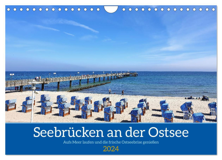 Kalender/Terminbuch Seebrücken an der Ostsee - Aufs Meer laufen und die frische Ostseebrise genießen (Wandkalender 2024 DIN A4 quer), CALVENDO Monatskalender 