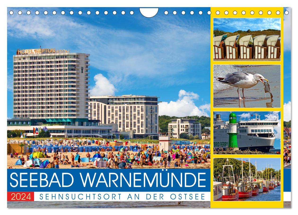 Calendar / Agendă Seebad Warnemünde - Sehnsuchtsort an der Ostsee (Wandkalender 2024 DIN A4 quer), CALVENDO Monatskalender 