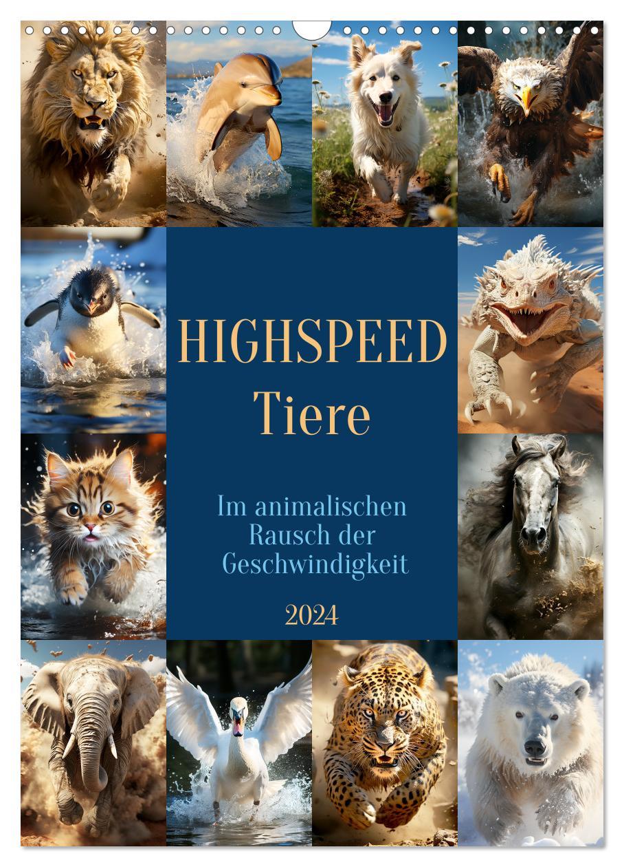 Calendar / Agendă Highspeed Tiere (Wandkalender 2024 DIN A3 hoch), CALVENDO Monatskalender 