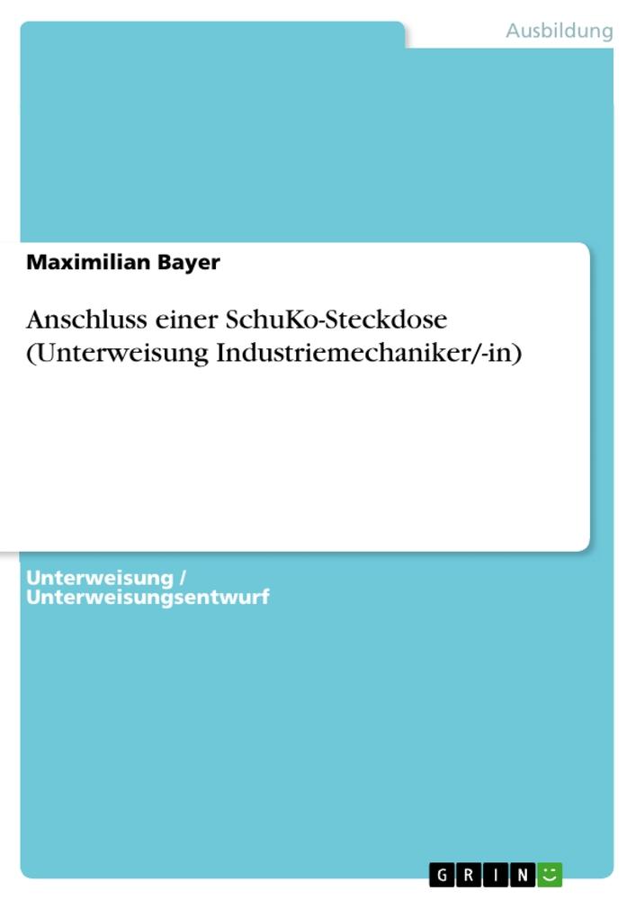 Kniha Anschluss einer SchuKo-Steckdose (Unterweisung Industriemechaniker/-in) 