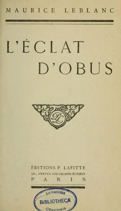 Knjiga L'éclat d'obus LEBLANC