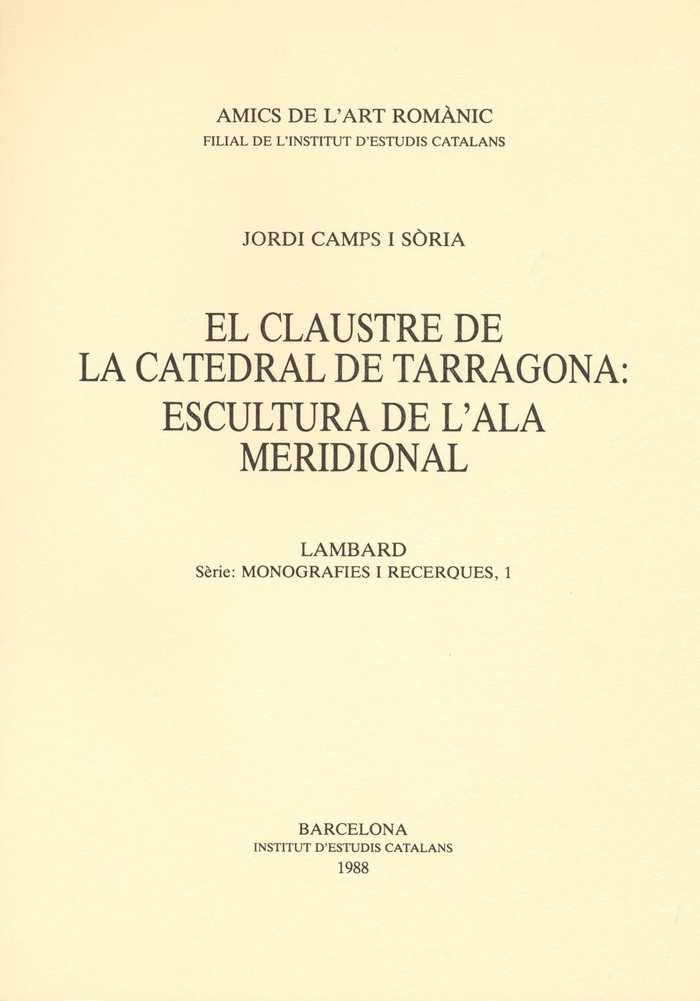 Könyv APROXIMACIO AL CLAUSTRE DE LA CATEDRAL DE TARRAGONA CAMPS I SORIA