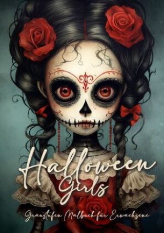 Książka Halloween Girls Graustufen Malbuch für Ewachsene Monsoon Publishing