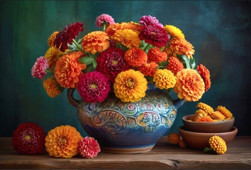 Gra/Zabawka Dřevěné puzzle Chrysanthemum Bouquet A3 