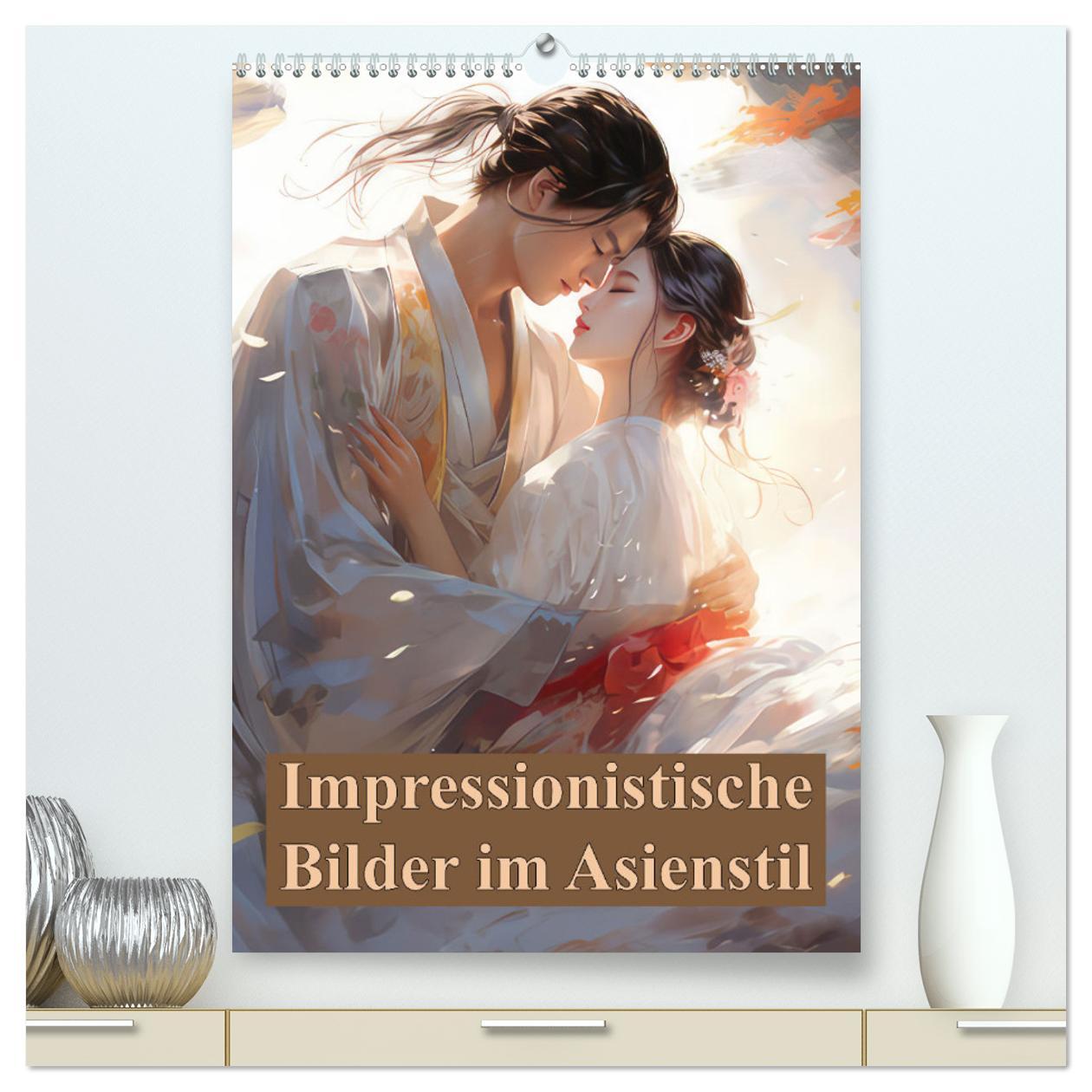 Calendar/Diary Impressionistische Bilder im Asienstil (hochwertiger Premium Wandkalender 2024 DIN A2 hoch), Kunstdruck in Hochglanz 