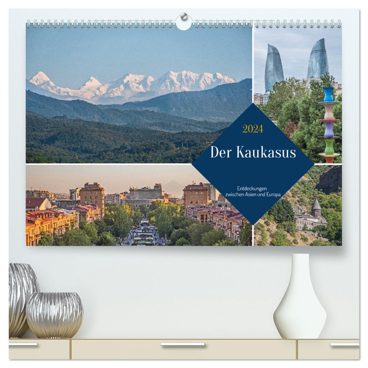 Calendar / Agendă Der Kaukasus - Entdeckungen zwischen Asien und Europa (hochwertiger Premium Wandkalender 2024 DIN A2 quer), Kunstdruck in Hochglanz 