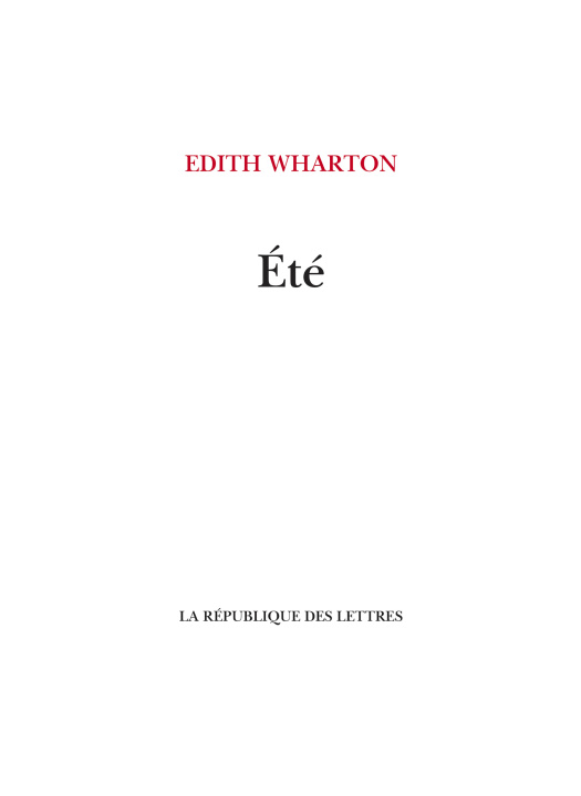 Knjiga Été Edith Wharton