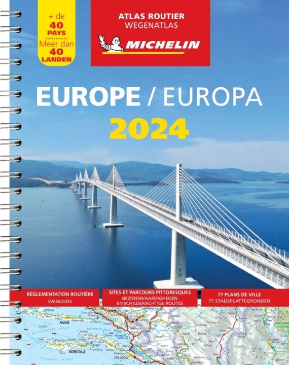 Book Europe 2024 - Atlas Routier et Touristique (A4-Spirale) 
