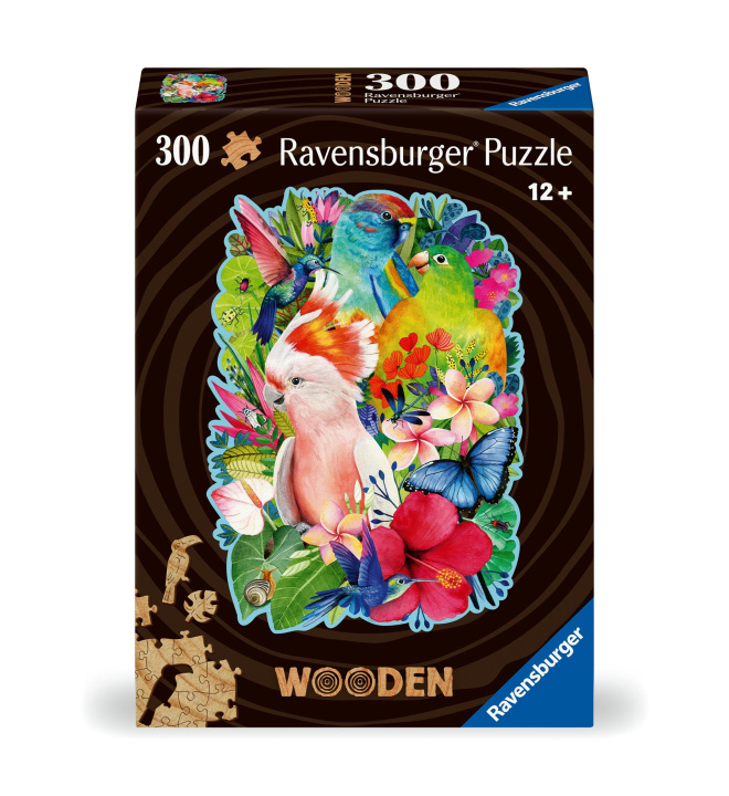 Játék Ravensburger WOODEN Puzzle 12000760 - Exotische Vögel - 300 Teile Kontur-Holzpuzzle mit stabilen, individuellen Puzzleteilen und 25 kleinen Holzfigure 