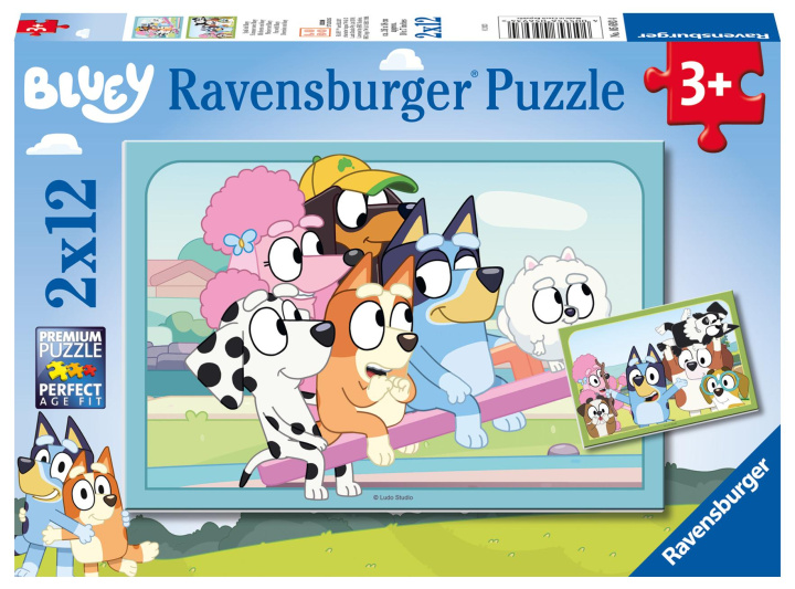 Gra/Zabawka Ravensburger Kinderpuzzle 05693 - Spaß mit Bluey - 2x12 Teile Bluey Puzzle für Kinder ab 3 Jahren 