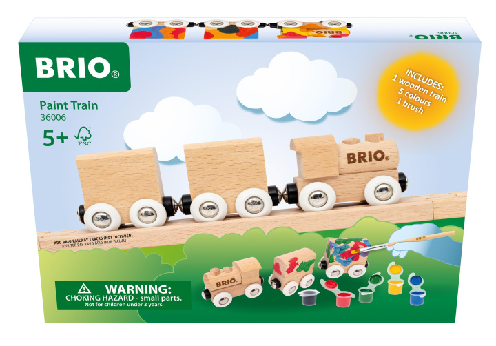 Joc / Jucărie BRIO - 36006 Holzzug zum Anmalen | Individuell gestaltbare DIY-Spielzeugeisenbahn aus Holz für Kinder ab 5 Jahren 