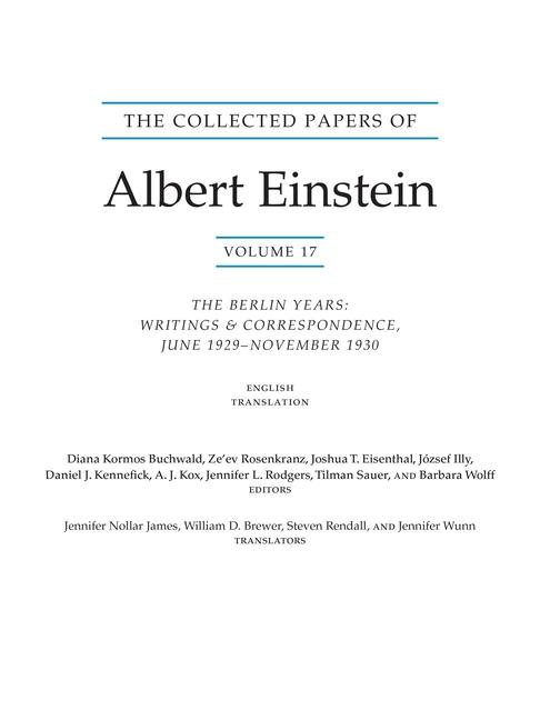 Kniha The Collected Papers of Albert Einstein, Volume 17 – The Berlin Years: Writings and Correspondence, June 1929–November 1930 Albert Einstein