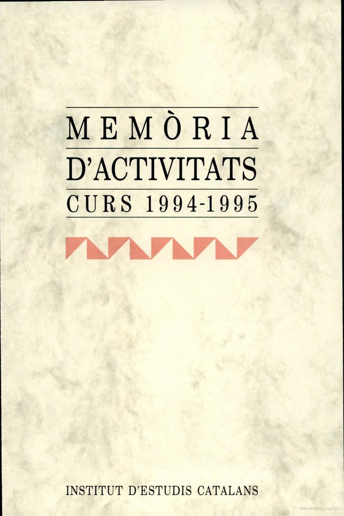 Book MEMORIA DACTIVITATS CURS 1994 1995 INSTITUT D'ESTUDIS CATALANS (BARCELONA)