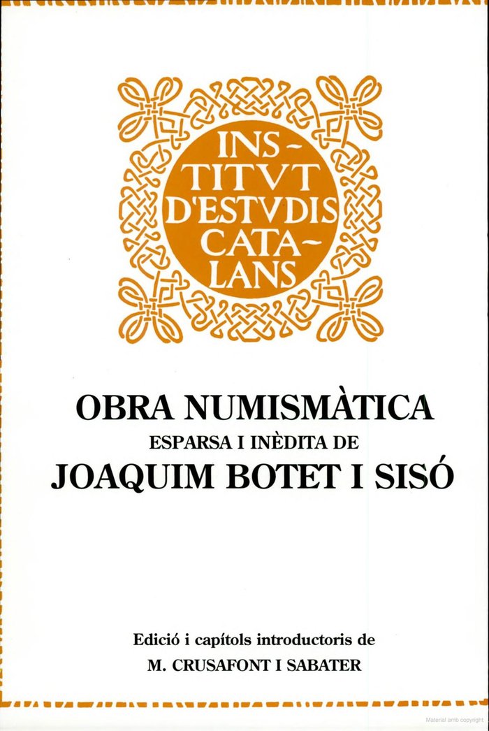 Kniha OBRA NUMISMATICA ESPARSA I INEDITA DE JOAQUIM BOTET I SISO / BOTET I SISO