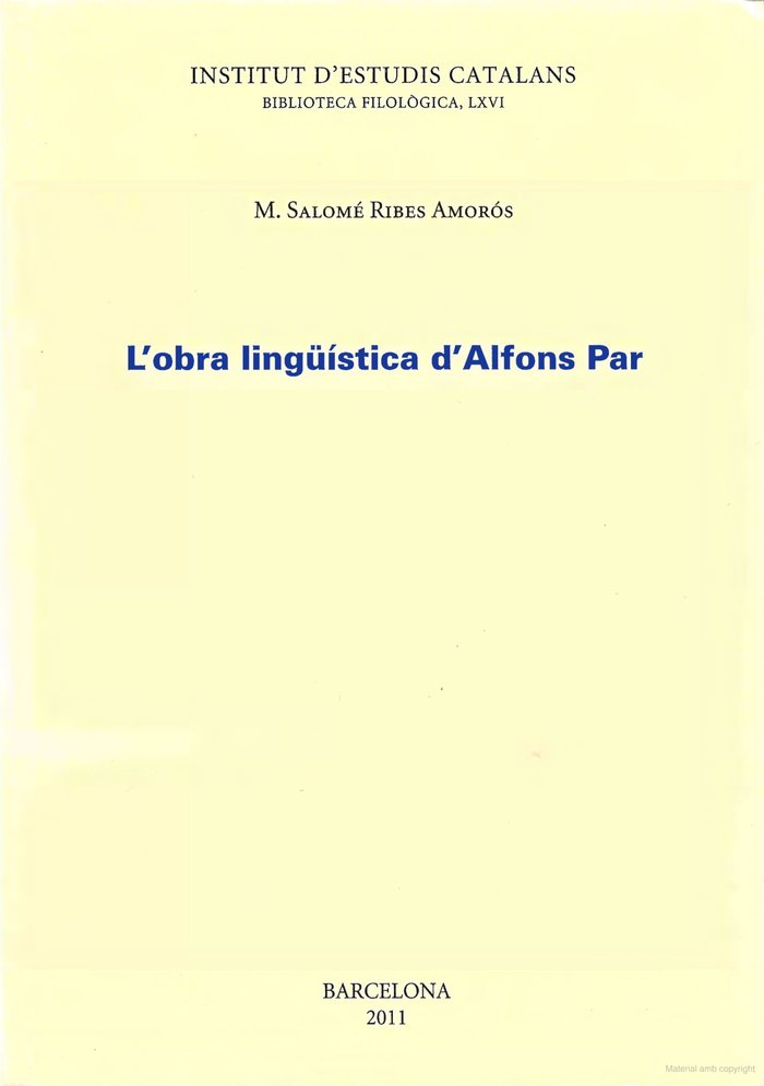 Book L'OBRA LINGUISTICA D'ALFONS PAR RIBES AMOROS