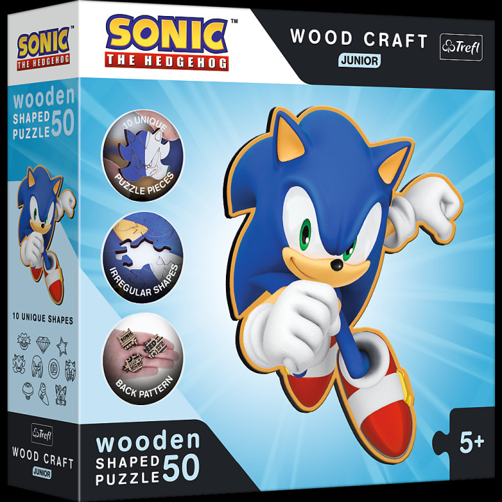 Játék Puzzle 50 drewniane Wood Craft Junior Sprytny Sonic 20203 