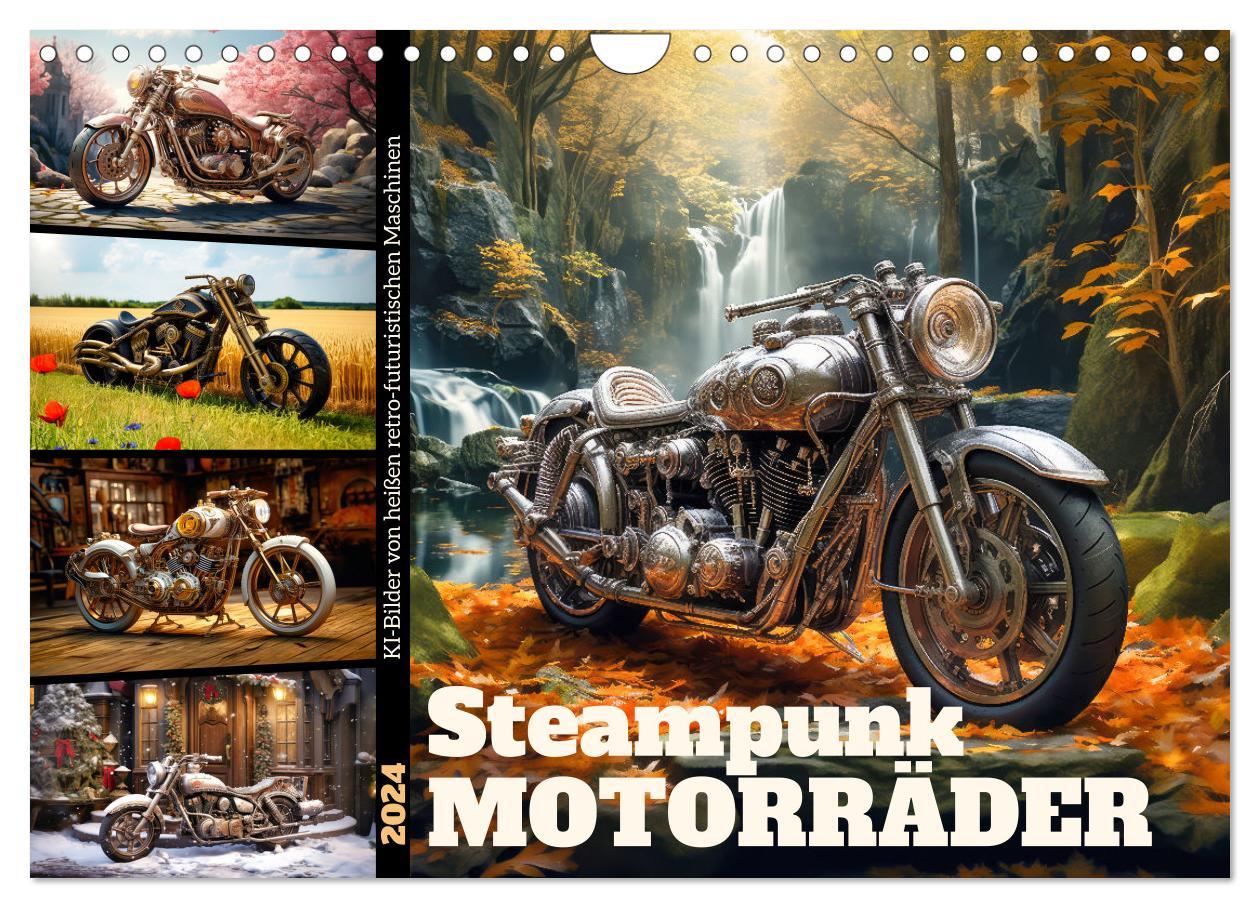 Kalendar/Rokovnik Steampunk Motorräder (Wandkalender 2024 DIN A4 quer), CALVENDO Monatskalender 