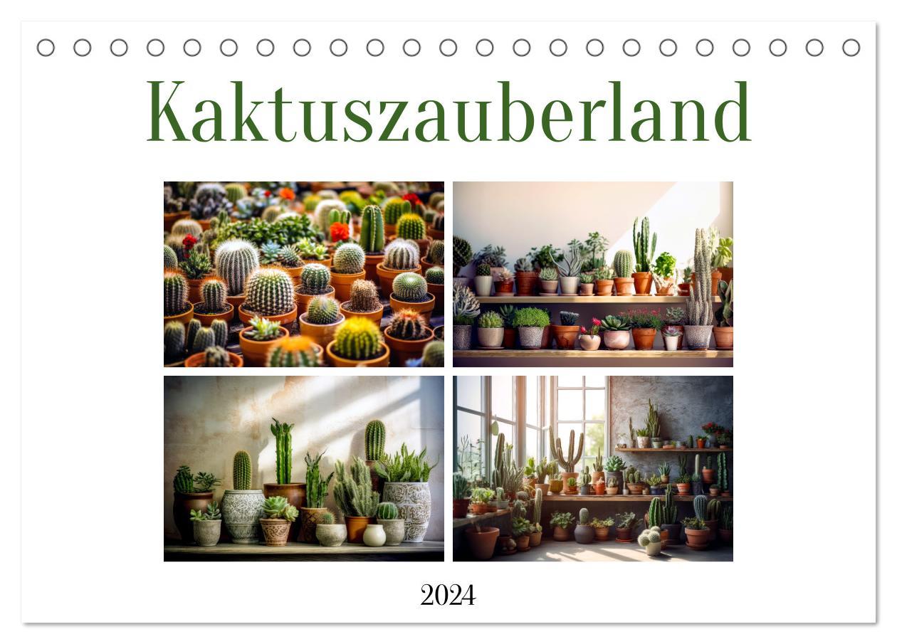 Calendar / Agendă Kaktuszauberland (Tischkalender 2024 DIN A5 quer), CALVENDO Monatskalender 