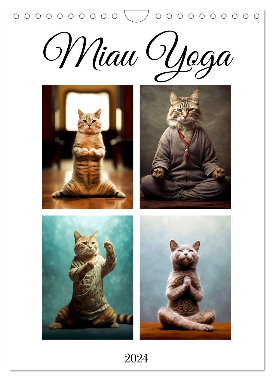 Naptár/Határidőnapló Miau Yoga (Wandkalender 2024 DIN A4 hoch), CALVENDO Monatskalender 